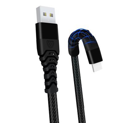Cable cargador de iPhone trenzado de carga rápida - Negro - 10cm