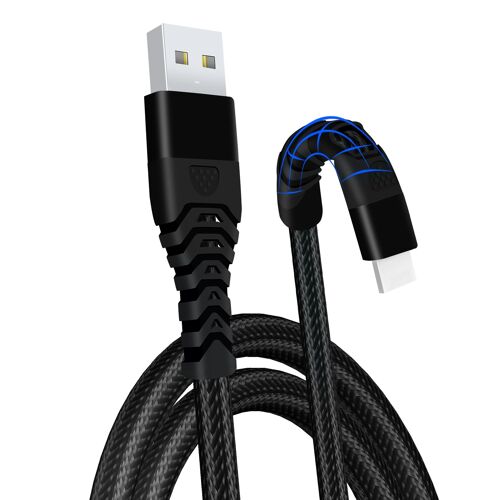 Fast Charging Braided iPhone Charger Cable - Black - 2m