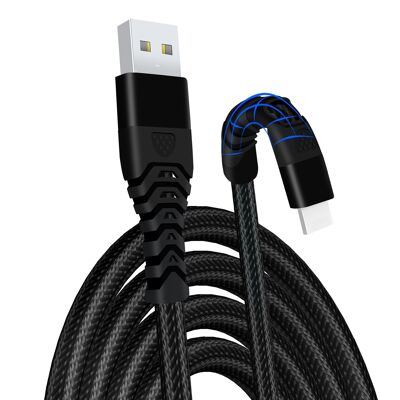 Câble Chargeur iPhone Tressé à Charge Rapide - Noir - 3m