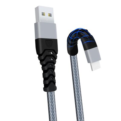 Cable cargador de iPhone trenzado de carga rápida - Gris - 10cm