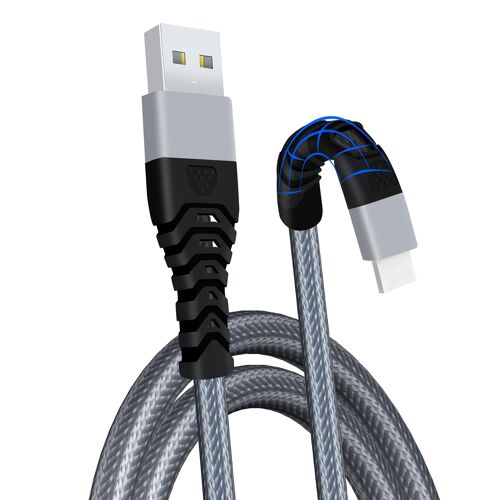 Fast Charging Braided iPhone Charger Cable - Grey - 2m
