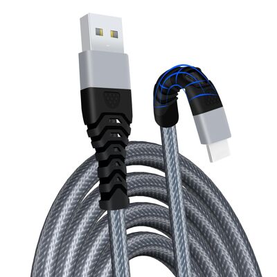 Cable cargador de iPhone trenzado de carga rápida - Gris - 3m