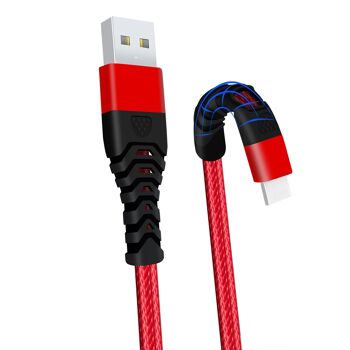 Câble Chargeur iPhone Tressé à Charge Rapide - Rouge - 10cm