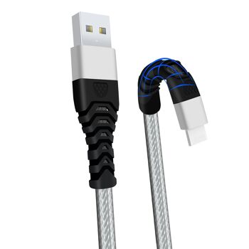 Câble Chargeur iPhone Tressé à Charge Rapide - Blanc - 10cm