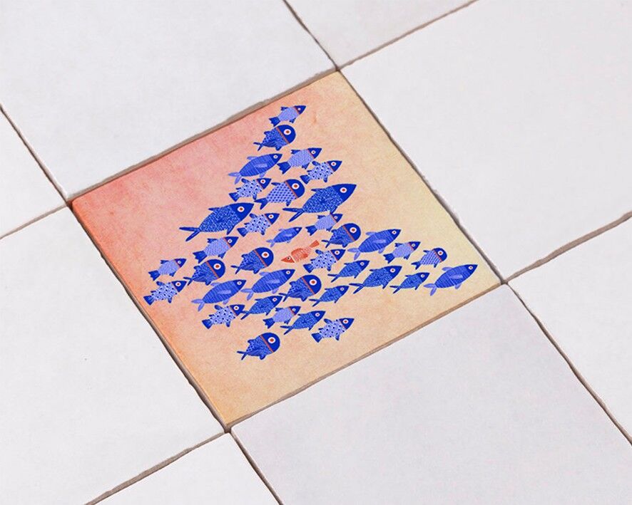 Fliesenaufkleber Fischschwarm rot! 10cm x 10cm