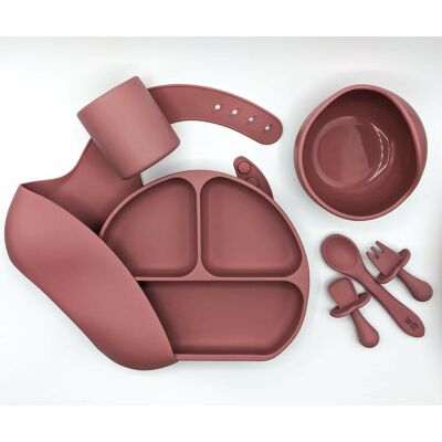 Ultimate Weaning Plate, Bowl and Cup Bundle - Dusty Pink - Silicone