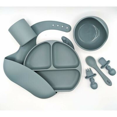 Ultimate Weaning Plate, Bowl and Cup Bundle - Blue Ether - Silicone
