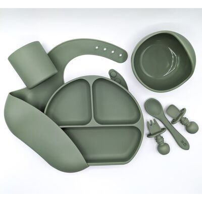 Ultimate Weaning Plate, Bowl and Cup Bundle - Desert Sage - Silicone