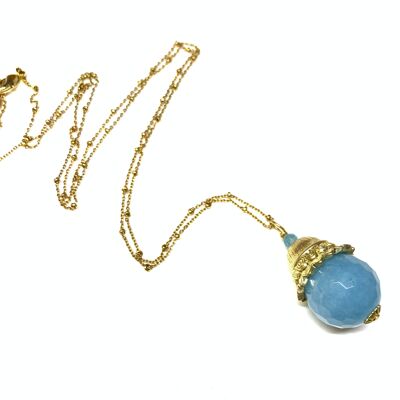 Joséphine blaue Quarz lange Halskette