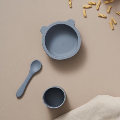 Suction Bear Bowl, Spoon and Cup Set - Pebble