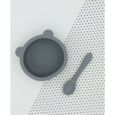 Suction Bear Bowl and Spoon Sets - Pebble