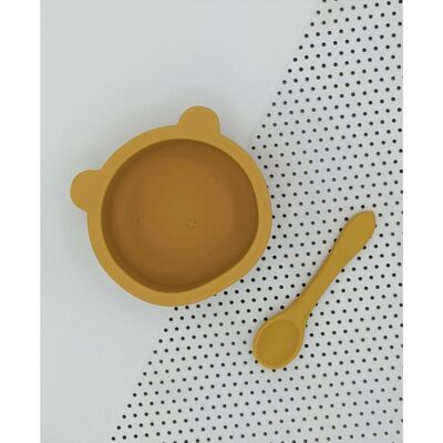 Suction Bear Bowl and Spoon Sets - Mustard