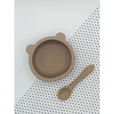 Suction Bear Bowl and Spoon Sets - Chocolate