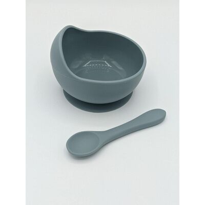 Silicone Suction Bowl and Spoon Set - Blue Ether
