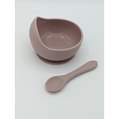 Silicone Suction Bowl and Spoon Set - Blush Pink