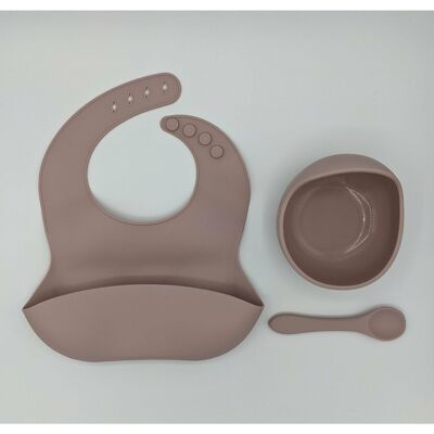Silicone Suction Bowl, Bib and Spoon Set - Blush Pink