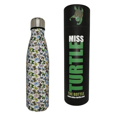 Insulated Water Bottle - White Flock of Butterflies