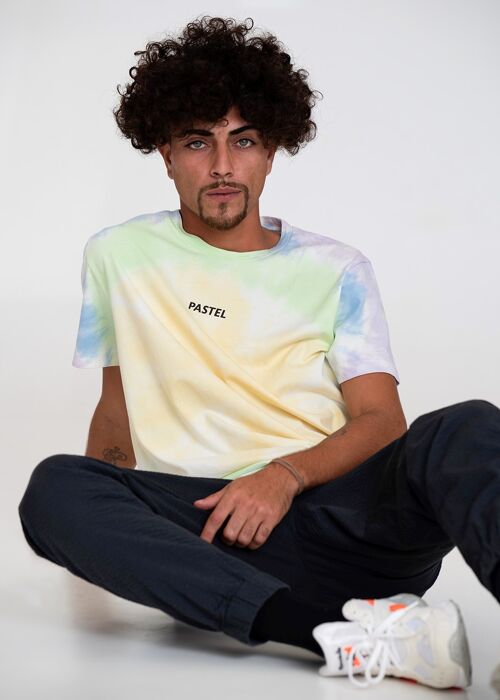 Organic unisex t-shirt tie dye pastel colors