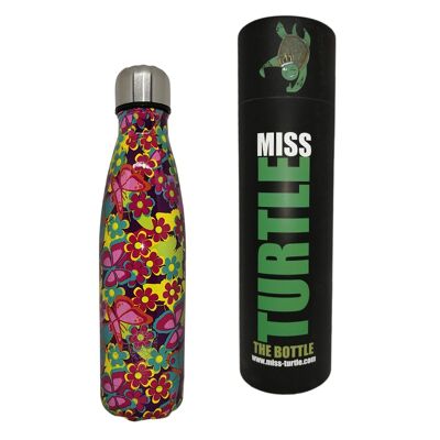 Isolierte Wasserflasche - Duo aus Blumen und Schmetterlingen