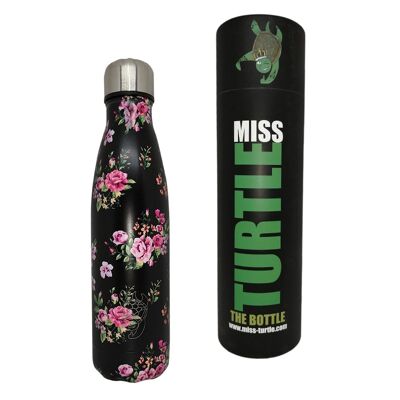 Insulated Water Bottle - In Roses and Black