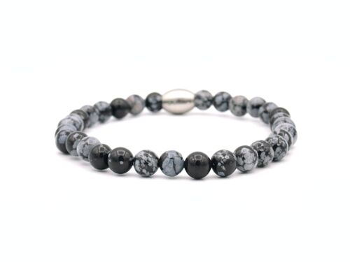 Bracelet Enam sneeuwvlok obsidiaan (6mm)