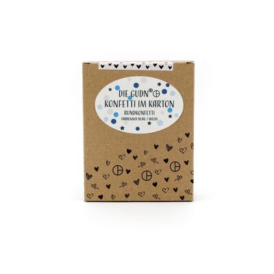 Confetti in scatola (coriandoli rotondi in blu/bianco) - 100 grammi