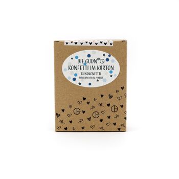 Confettis dans une boîte (confettis ronds en bleu / blanc) - 100 grammes 1
