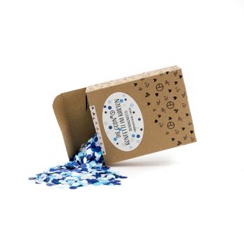 Confettis dans une boîte (confettis ronds en bleu / blanc) - 100 grammes 3