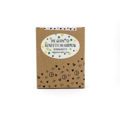 Confetti in scatola (coriandoli rotondi in verde/giallo) - 100 grammi