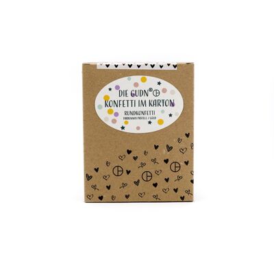 Confeti en una caja (confeti redondo en pastel / dorado) - 100 gramos
