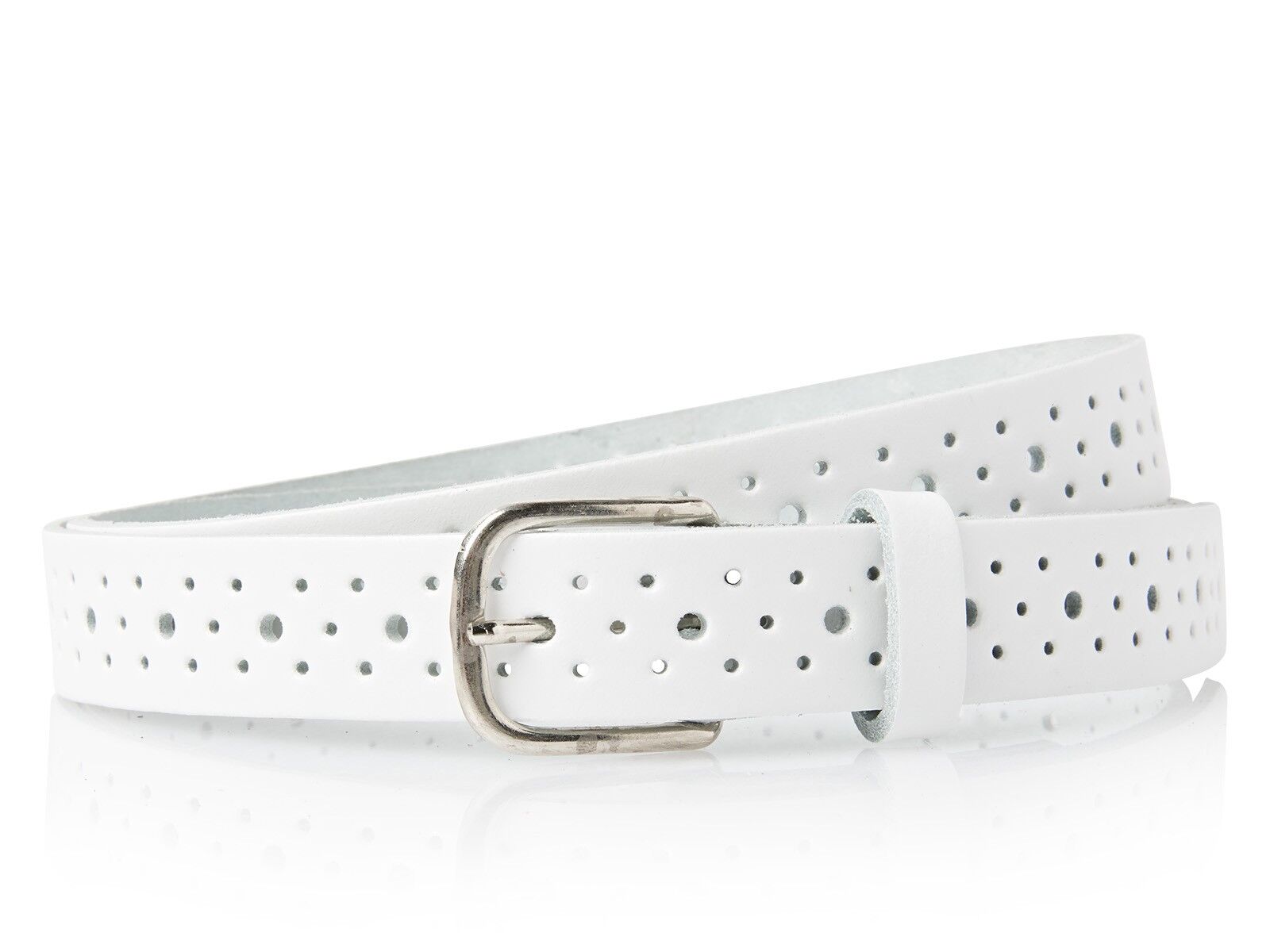 Timbelt Perfo gaatjes riem 2526 - Wit geperforeerde riem - Maat: 95 - Gesamtlänge van de riem beträgt 115 cm