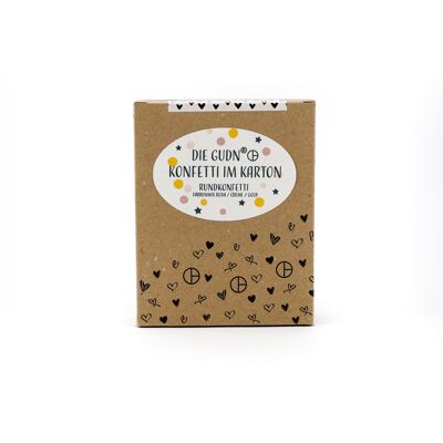 Confetti in scatola (coriandoli rotondi in rosa/crema/oro) - 100 grammi