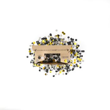 Confettis dans une boîte (confettis ronds en noir / gris / or) - 100 grammes 2