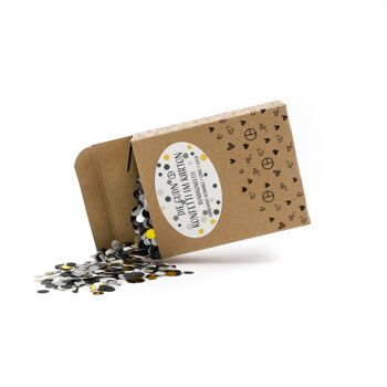 Confettis dans une boîte (confettis ronds en noir / gris / or) - 100 grammes 3