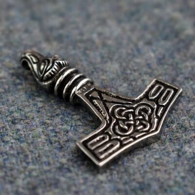 Pendentif en étain Viking Pagan Marteau de Thor à tête d'oiseau - AV037