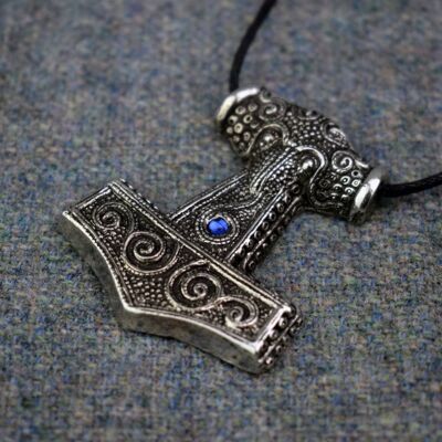 Ciondolo dell'età vichinga replica del martello di Skane Thor - blu