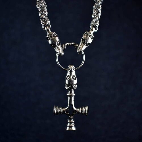 Dragon Hammer on Dragon Chain Viking Necklace