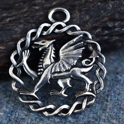 Pendentif dragon gallois entrelacs