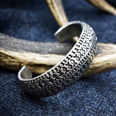 Galloway Hoard Replica Viking Age Stamped Convex Cuff Bracelet ABLET031