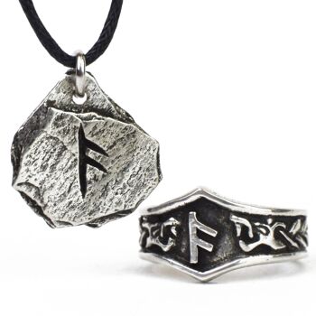 Ensemble cadeau pendentif et bague Viking Rune 2