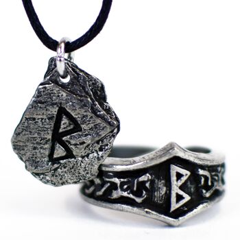 Ensemble cadeau pendentif et bague Viking Rune 3