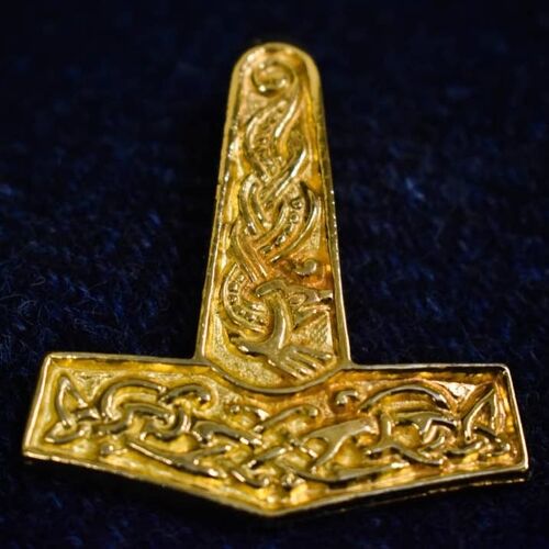 Gold Plated Jorvik Thor's Hammer Viking Pendant