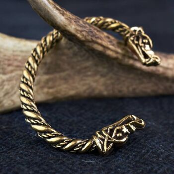 Bracelet Tête de Loup Viking en Bronze 1