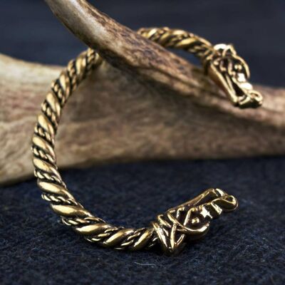 Bronze Viking Wolf Head Bracelet