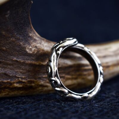 925 Silver Adjustable Viking Knotwork Ringerike Ring