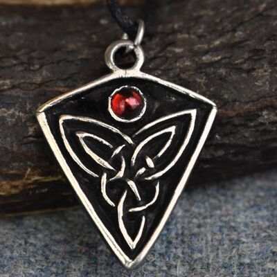 Ciondolo celtico con nodo di San Niniano - Pietra rossa