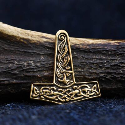 Bronzo Jorvik Viking Knotwork Martello di Thor