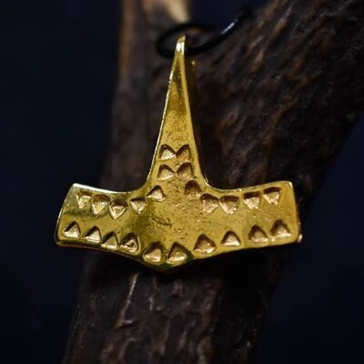 Gold Plated Danish Hammered Hammer Replica Viking Age Pendant