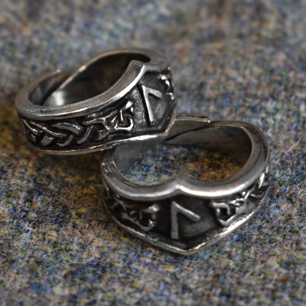 Anello con runa lettera L Laguz - Regolabile