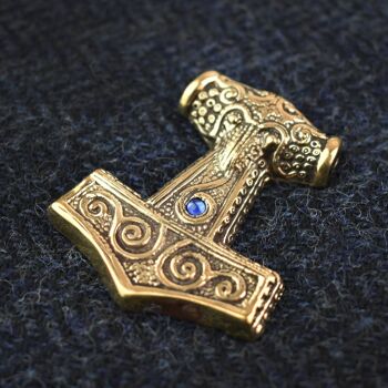 Viking Age Replica Bronze Skane Thor's Hammer Pendentif - Bleu 3